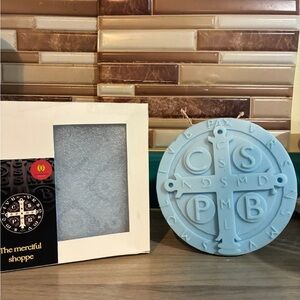 Blue Saint Benedict Religious Wall Plaque